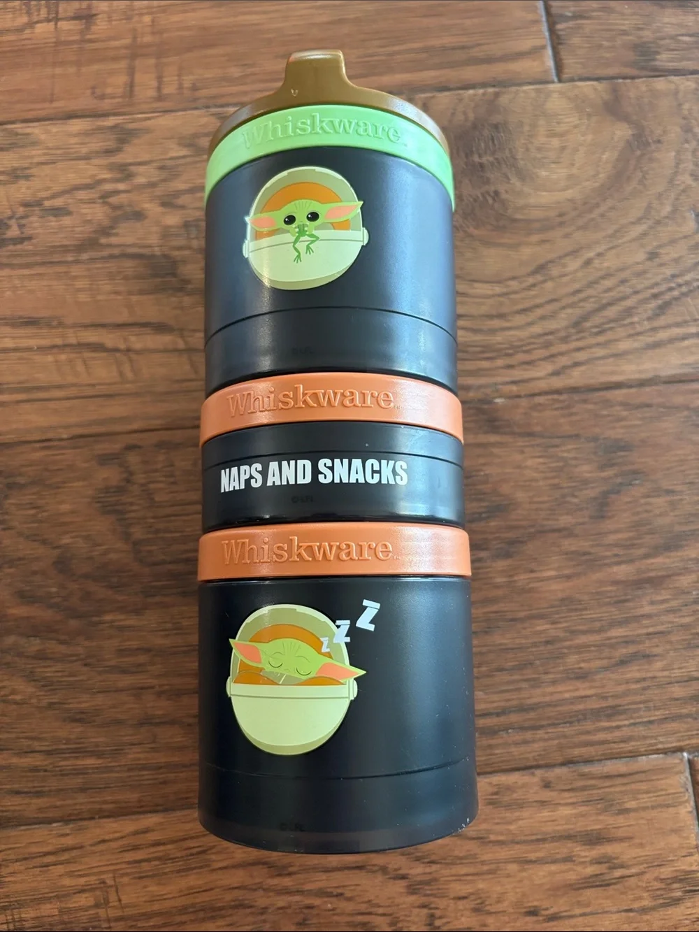 Whiskware Baby Yoda Naps and Snacks Snack Stack - Black with Green & Orange
